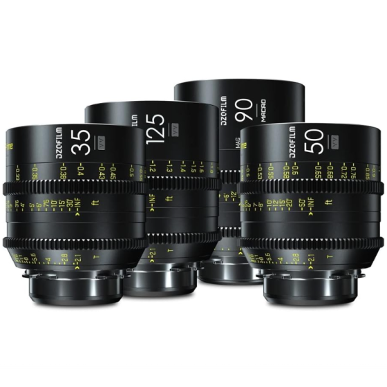 DZOFILM Cine Lens Vespid Prime 4-Lens Kit (25/75/100 T2.1 + Macro 90 T2.8) Metric